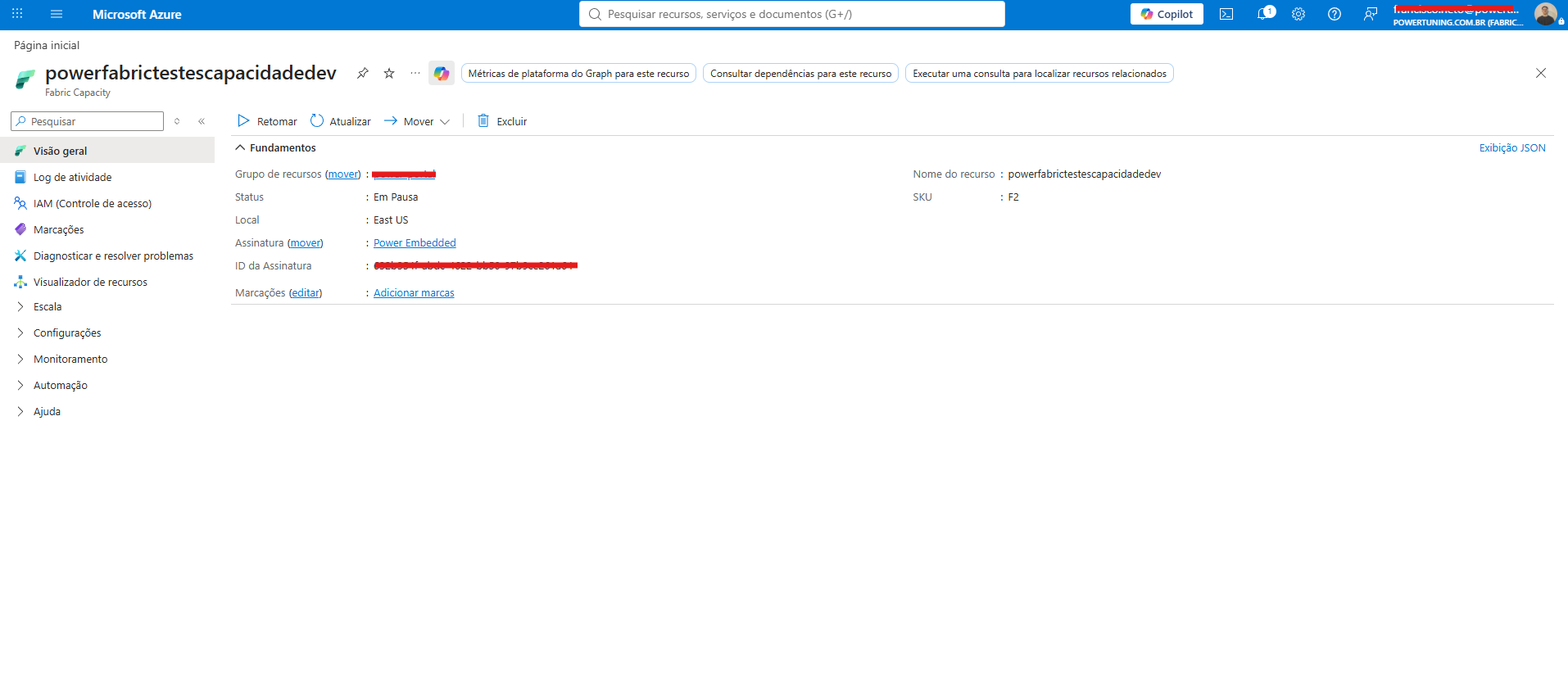 Búsqueda de la capacidad en el portal de Azure
