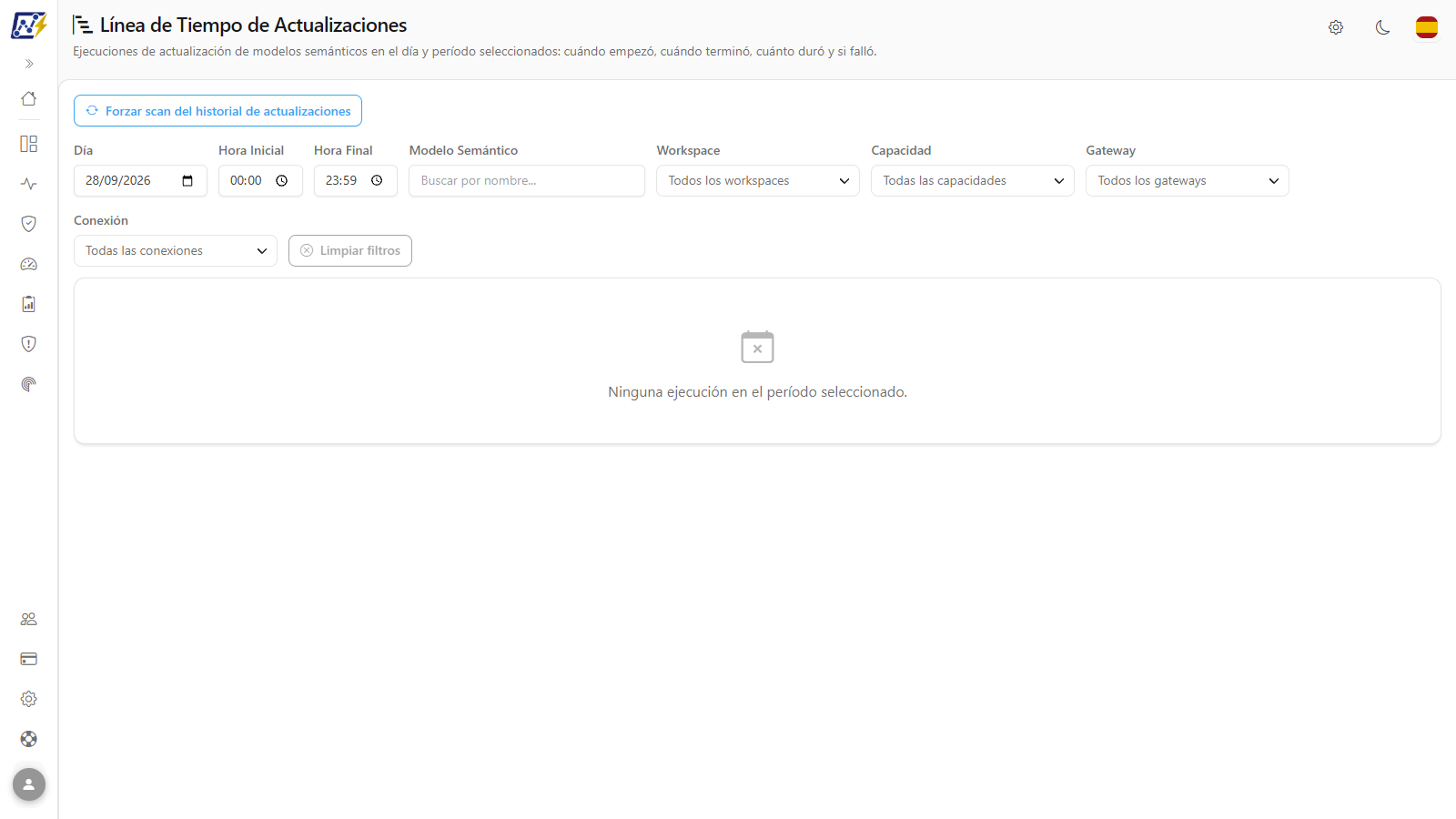 Línea de Tiempo de Actualizaciones en formato de Gantt