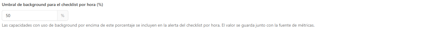 Campo Umbral de background para el checklist por hora