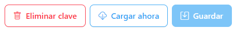 Botones Eliminar clave, Cargar ahora y Guardar de la tarjeta de Power Embedded