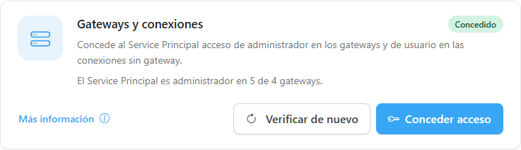 Tarjeta Gateways y conexiones con el resultado de la concesión