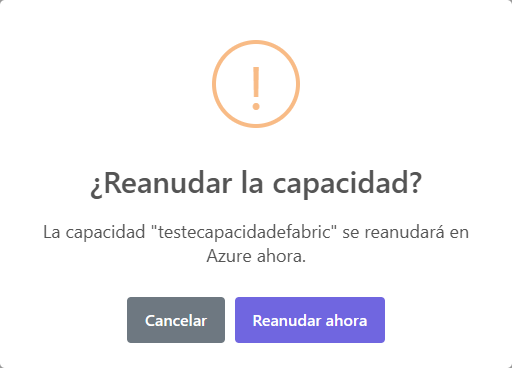 Confirmación antes de pausar o reanudar la capacidad